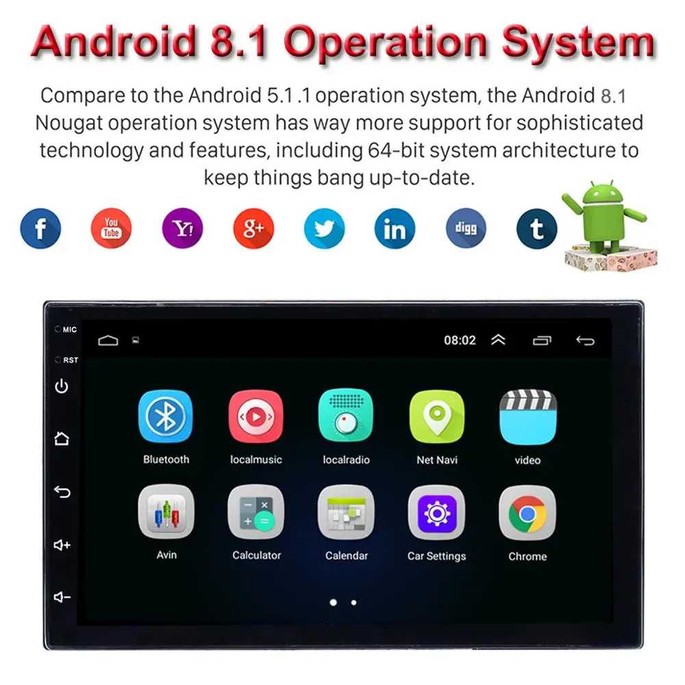 Универсальный 7 дюймовый автомобильный мультимедийный плеер 2Din Android 9 1