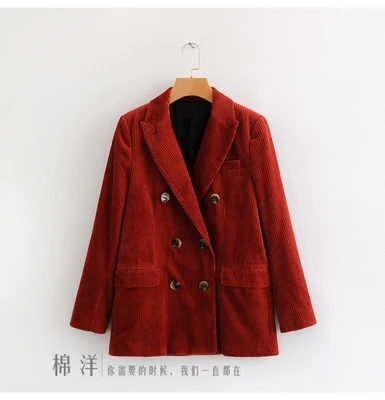 blazer Винтажный британский стиль, модный костюм, вельветовый костюм, женский пиджак+ повседневные брюки, два предмета, женские красные брючные костюмы для женщин - Цвет: blazer