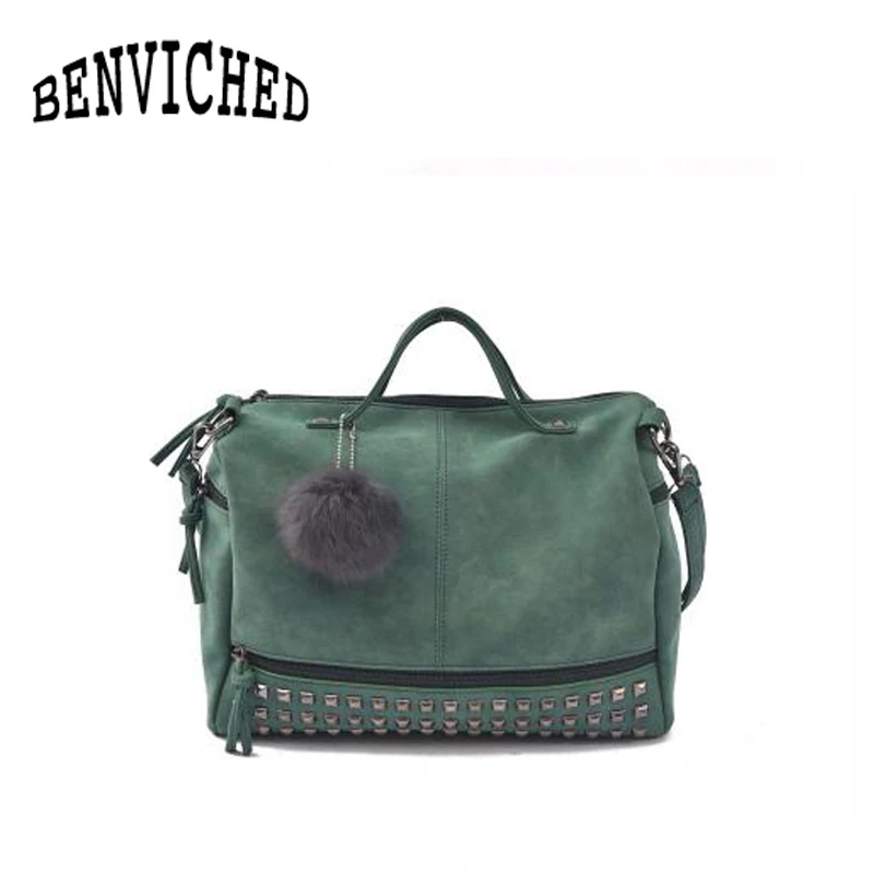 BENVICHED 2019 Роскошные замшевые кожаные сумки женские дизайнерские винтажные панк