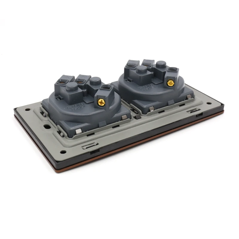 

ONE pcs FT-SWS Double Rhodium Schuko Wall Socket with 24K gold plated Phosphor Bronze