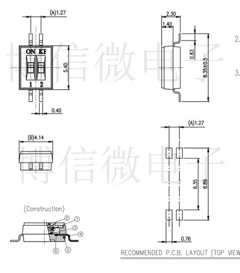 10 шт. Dshp02Tsger 2Bit 1 27 мм 4Pin переключатель Smd кодовый переключатель|switch smd|switch switchswitch 4pin