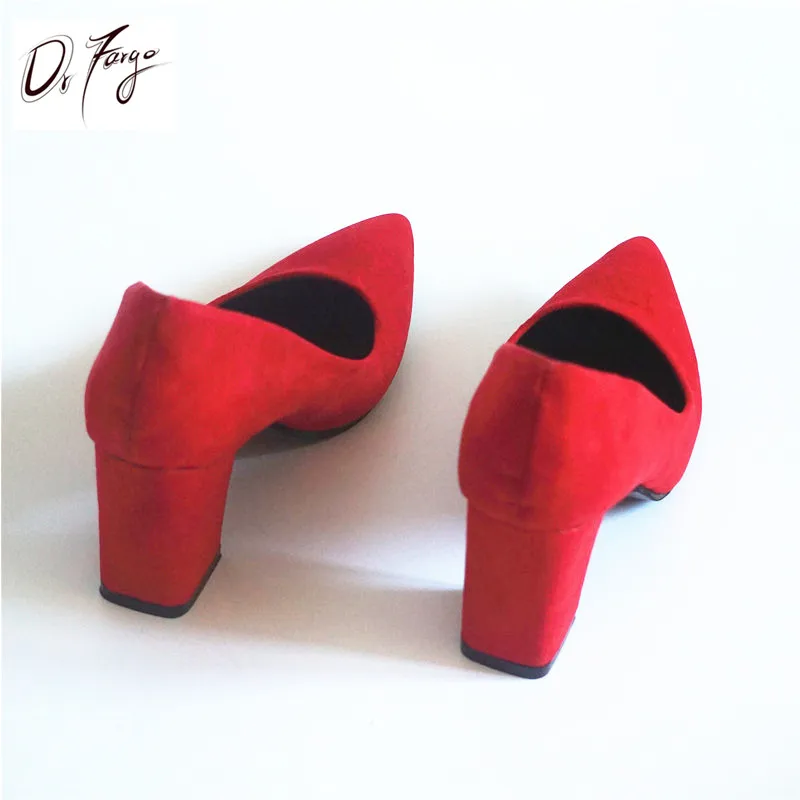DRFARGO женские пикантные туфли лодочки с острым носком на блочном каблуке 7 5 см