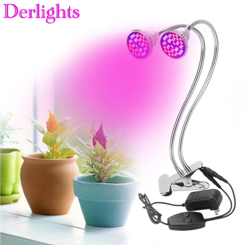 

Dual Head Full Specturm Led Grow Light 60W Desk Clip Lamp with 360 Degree Flexible LED Plant Lamp For Indoor Plant Growth