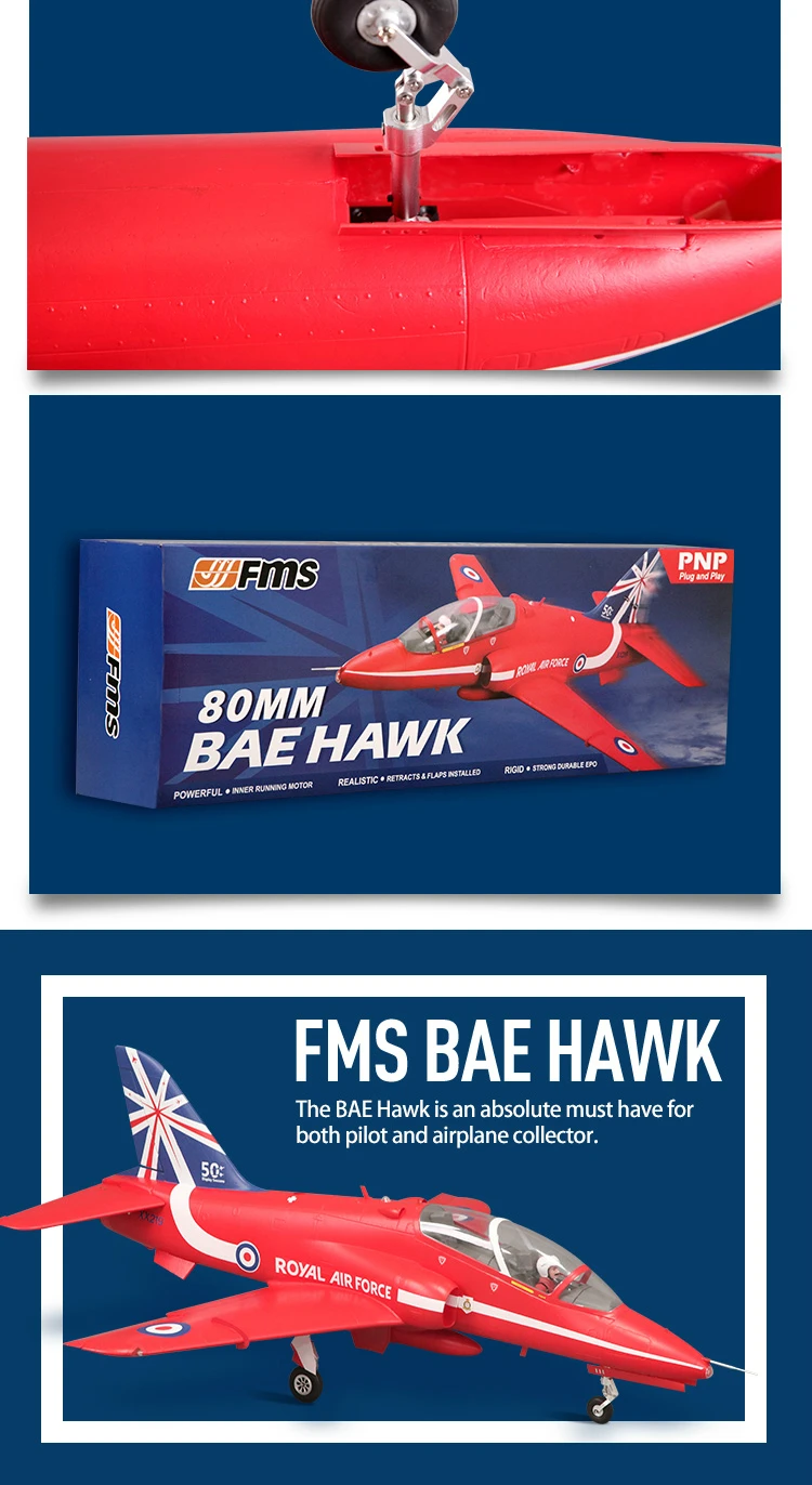 Радиоуправляемый самолет FMS Bae Hawk Красная стрела 80 мм воздуховод вентилятор EDF Jet 6CH 6S с закрылками убирается EPO PNP хобби модель самолета Avion