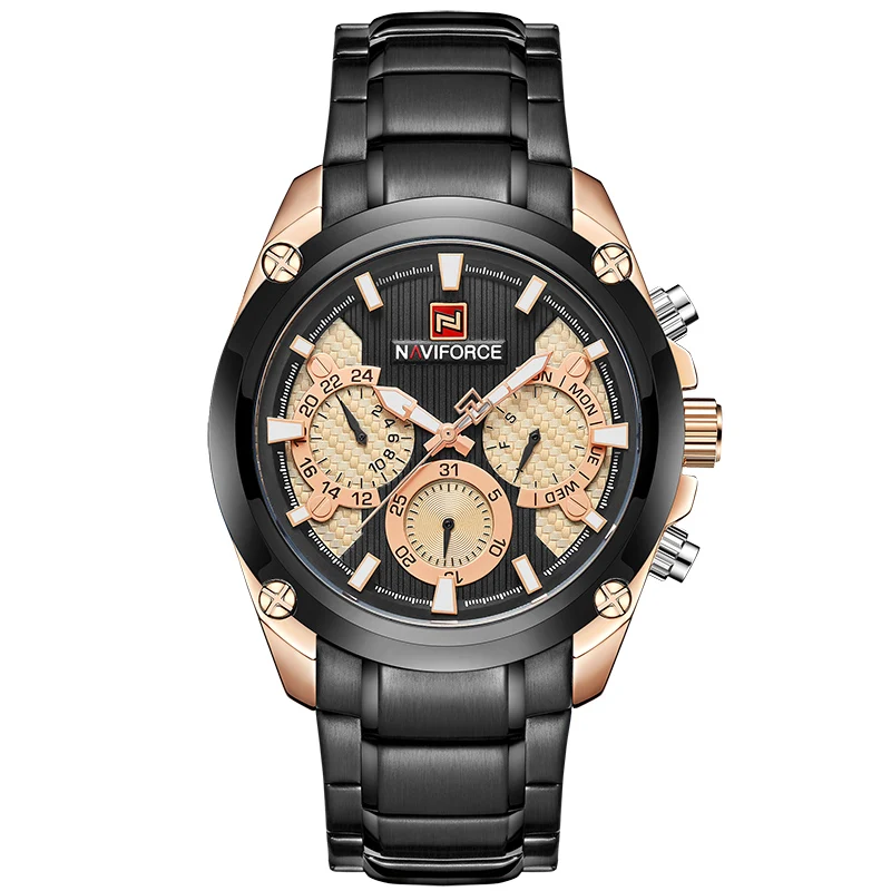 

NAVIFORCE Mens Watches Top Brand Luxury Men's Casual Sport Quartz 24 Hour Date Watch Full Steel Military Wrist Watch Male Clock
