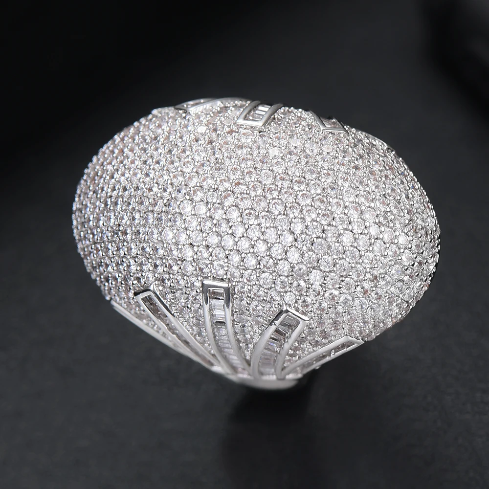 SISCATHY Luxury Flower Shell Geometric Cubic Zirconia Rings Engagement Dubai Naija Bridal Finger Rings Jewelry Addiction