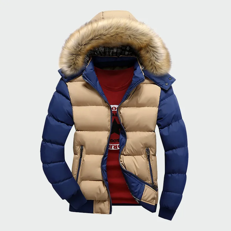 Khaki Blue Зимние мужские толстые пальто, теплые мужские куртки с подкладкой, повседневные теплые парки с капюшоном, новые мужские пальто, Мужская брендовая одежда, M-4XL ML061 - Цвет: Khaki Blue
