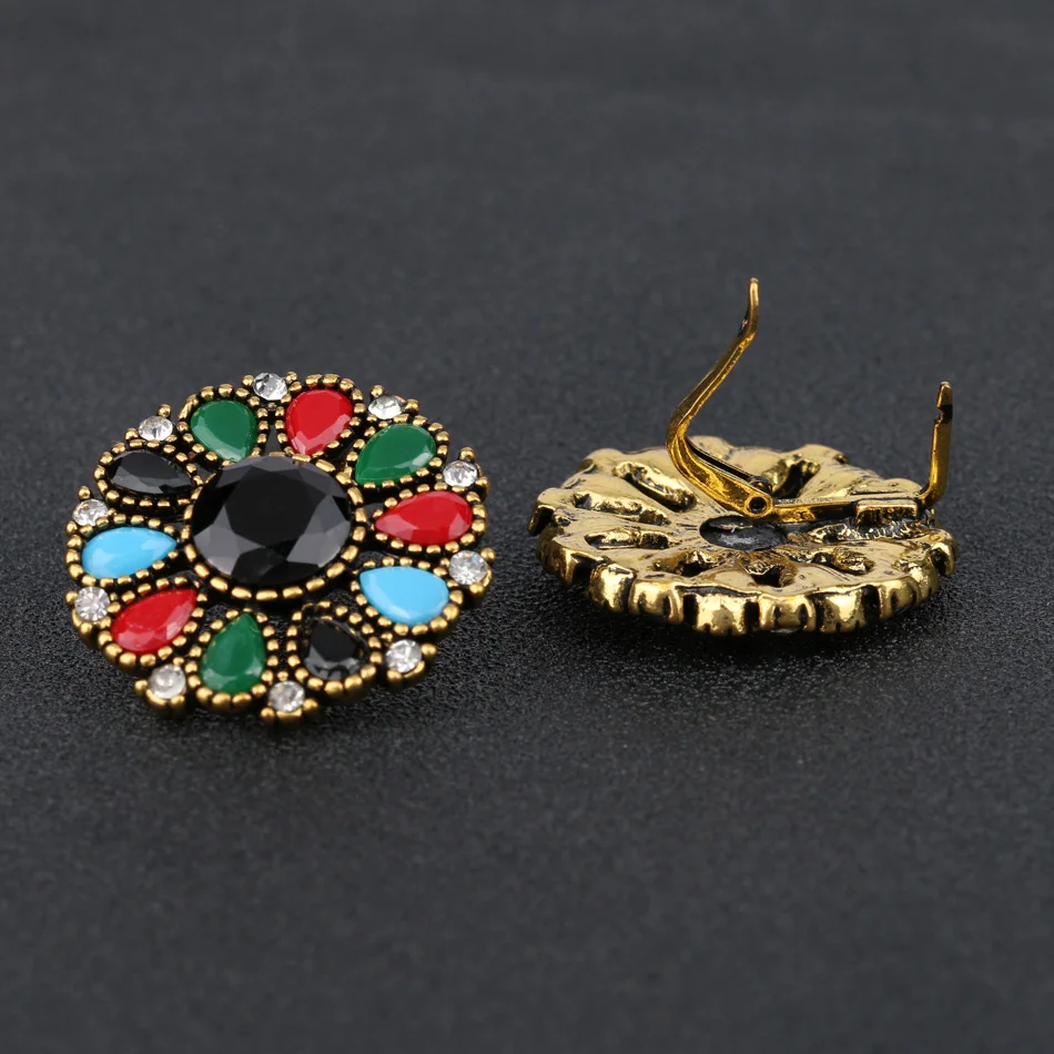 Кинели богемный Большой Хрустальный цветок серьги для женщин античное золото