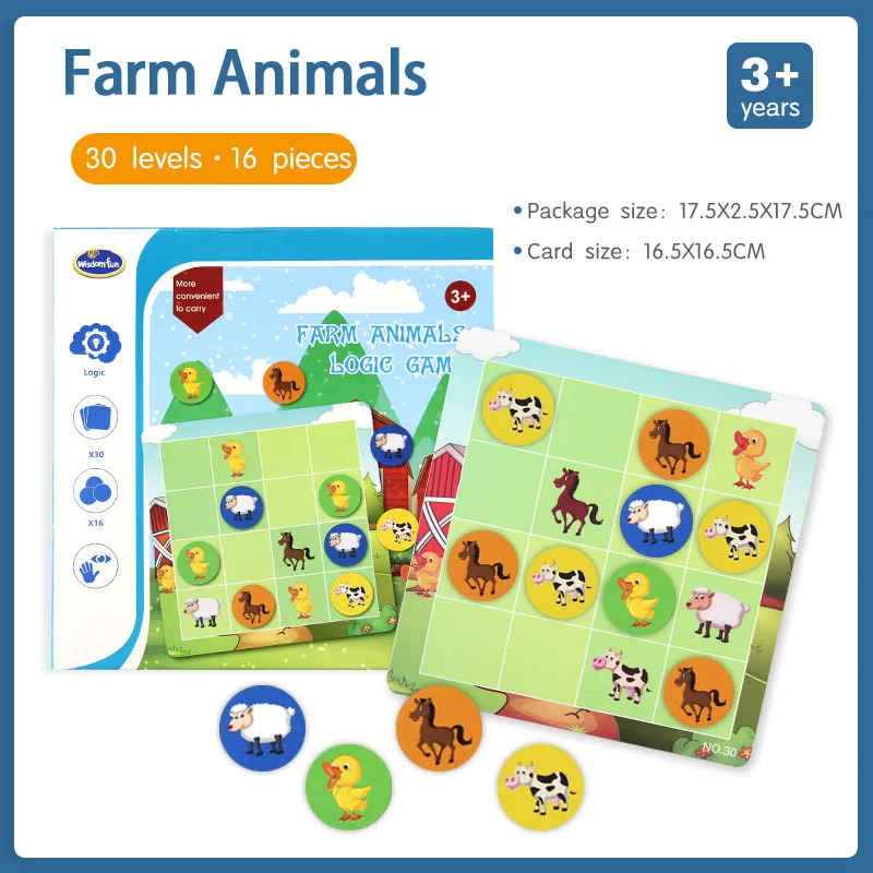 Small Farm Animals Джунгли животных логическая игра развивающие игрушки головоломка игры Танграм головоломка развиваем навыки мышления игрушки настольная игра для детей - Цвет: Small Farm Animals