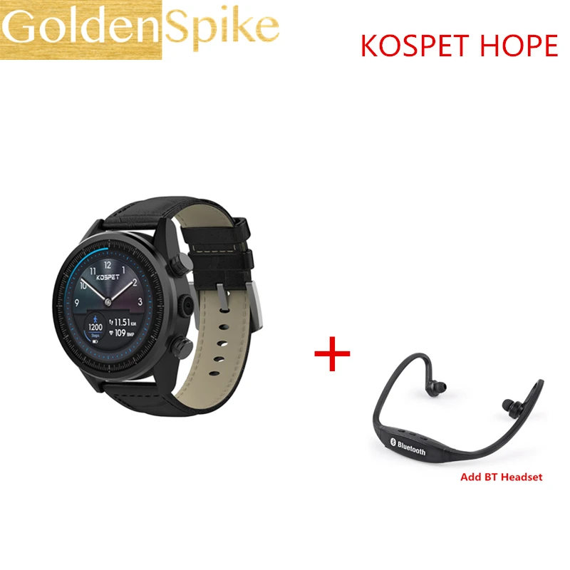 Kospet надеемся IP67 Водонепроницаемый smart watch Android 7.1.1 3 ГБ+ 32 ГБ 800 Вт камера Smartwatch Поддержка частота сердечных сокращений GPS умные часы с wifi - Цвет: brown S9 headset