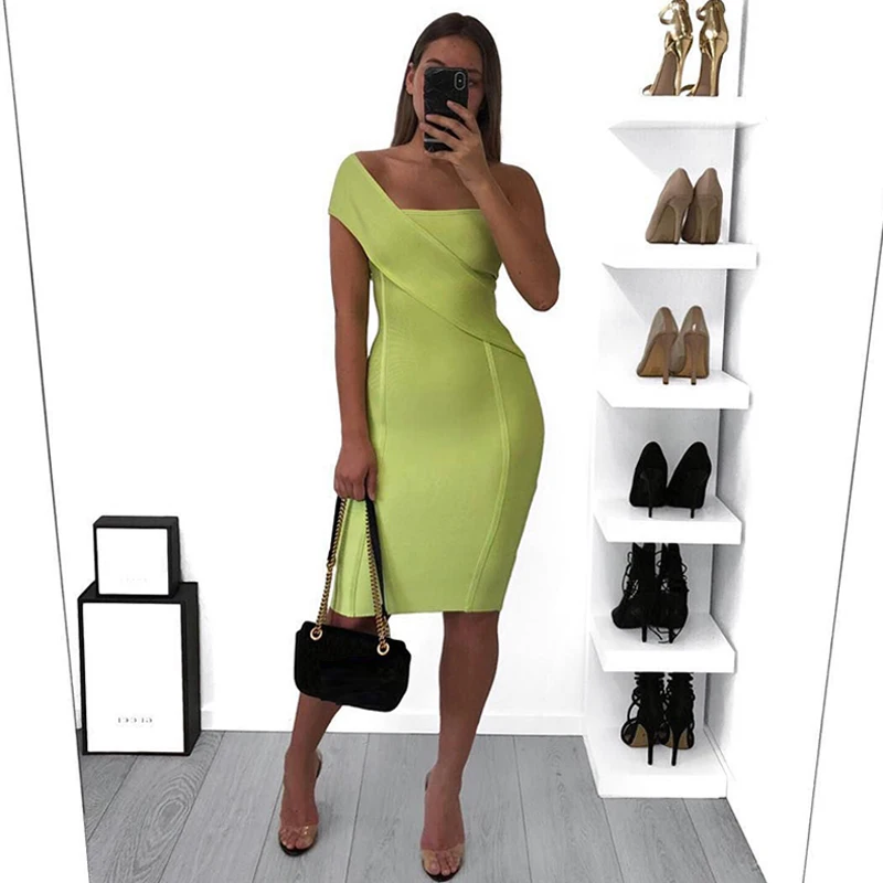 Женское облегающее платье INDRESSME на одно плечо вечерние рукавов вечернее Клубное