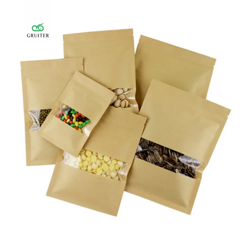 

Multi-Sizes Ziplock Sachet Kraft 100 Ship Lock Paper Pouchet Reclosable W/ZipLock Pouch Food Storage Zipper Sealable Packing Bag