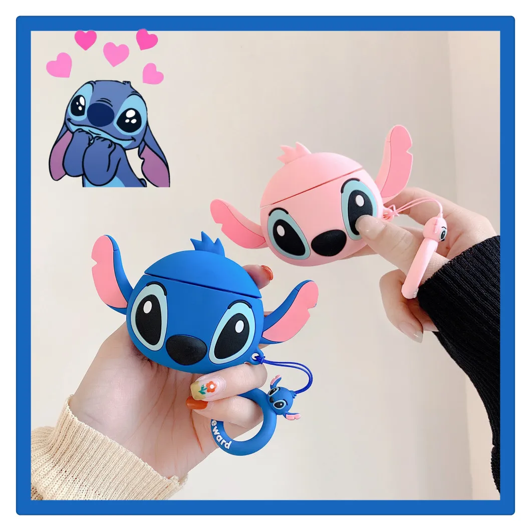 Popular Cute Cartoon Stitch Angel Shockproof Earphone Cases For Apple Airpods 1 2 Silicone Protection Earphone Cover Accessories