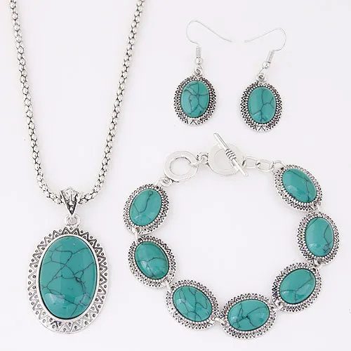 Turquoise jewelry set Vintage Necklaces and earrings Fashion Jewelry Party gift WY15072872 | Украшения и аксессуары