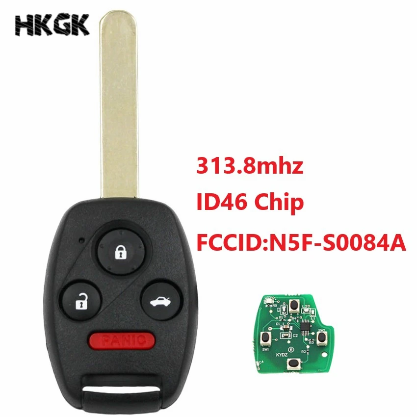 3 + 1 кнопки дистанционного ключа 315 МГц с N5F S0084 A чипом ID46 для Honda Civic EX Si 2006 2011