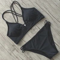 plus size bikinis swimwear swimsuit women brazilian bikinis set black bathing suit padded 2018 halter beachwear swimming suit s