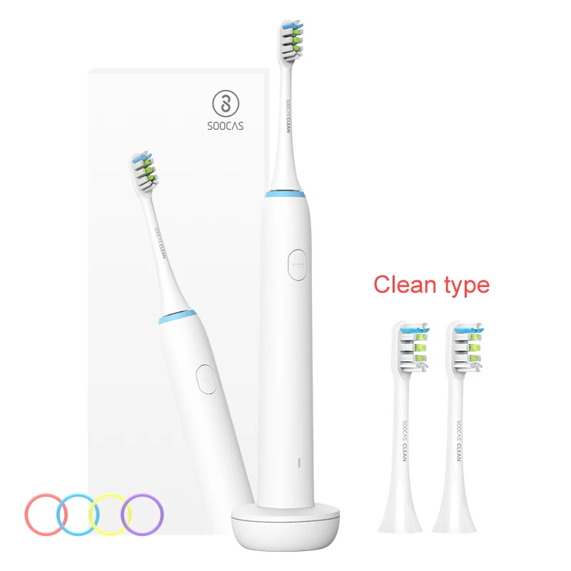 SOOCAS X1 sonic Электрический Зубная щётка для Xiaomi Mijia Soocare взрослых ультразвуковая зубная щетка USB подзаряжаемая зубная щетка с 3 режимами - Color: 2 extra clean heads