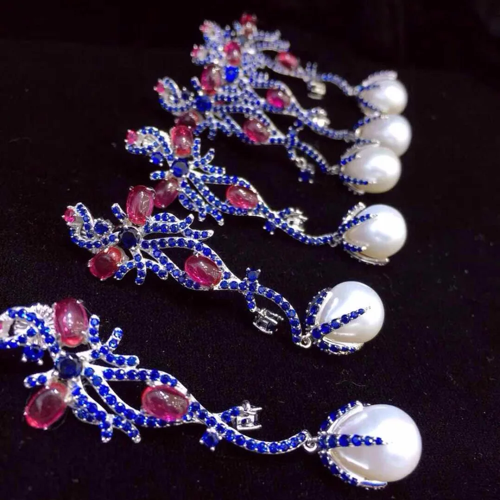 Qi Xuan_Trendy jewelry_новые серьги элегантные Серебро S925 инкрустация цирконием и