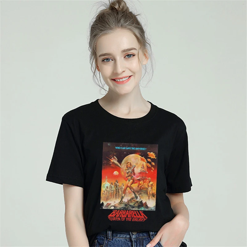Barbarella фильм футболка Женская Хлопок 2019 Harajuku Эстетическая с коротким рукавом плюс