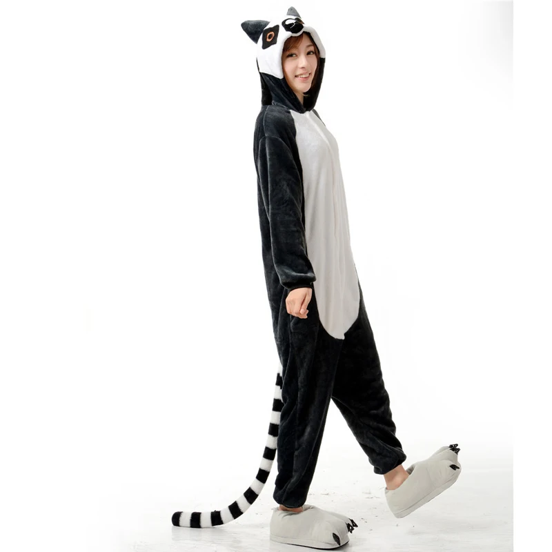 Lemur Catta кигуруми пижамы Мадагаскар кобминезон Обезьяна для взрослых мужчин
