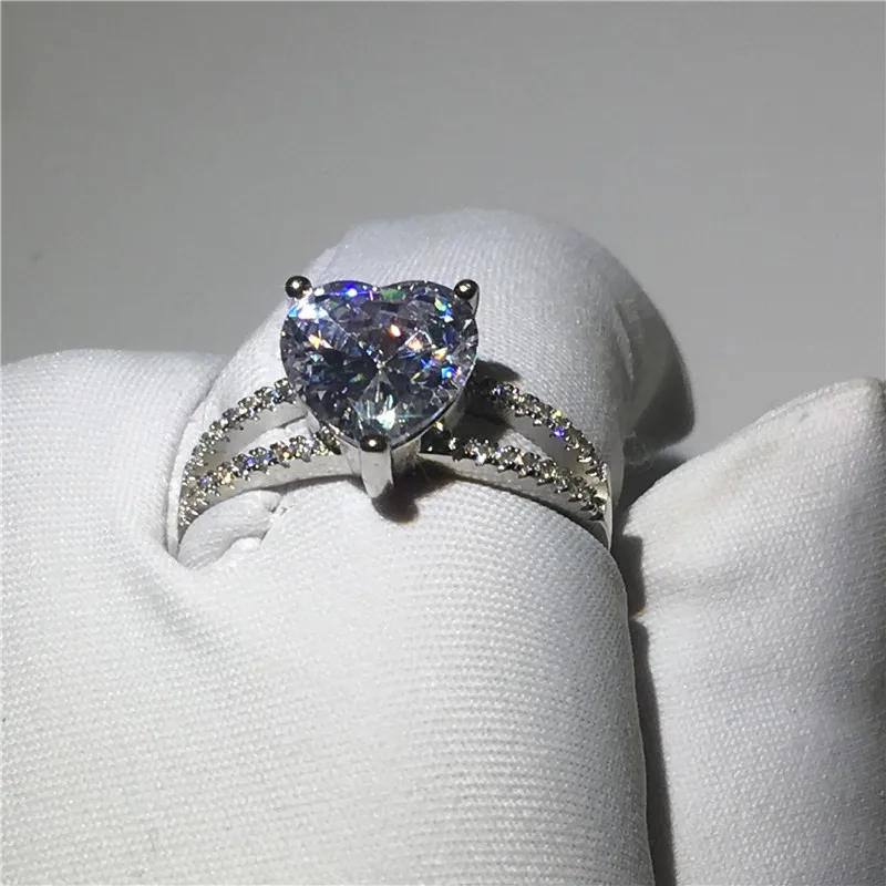 Королева сердца кольца 925 стерлингового серебра роскошный 3ct Сона cz обручальное