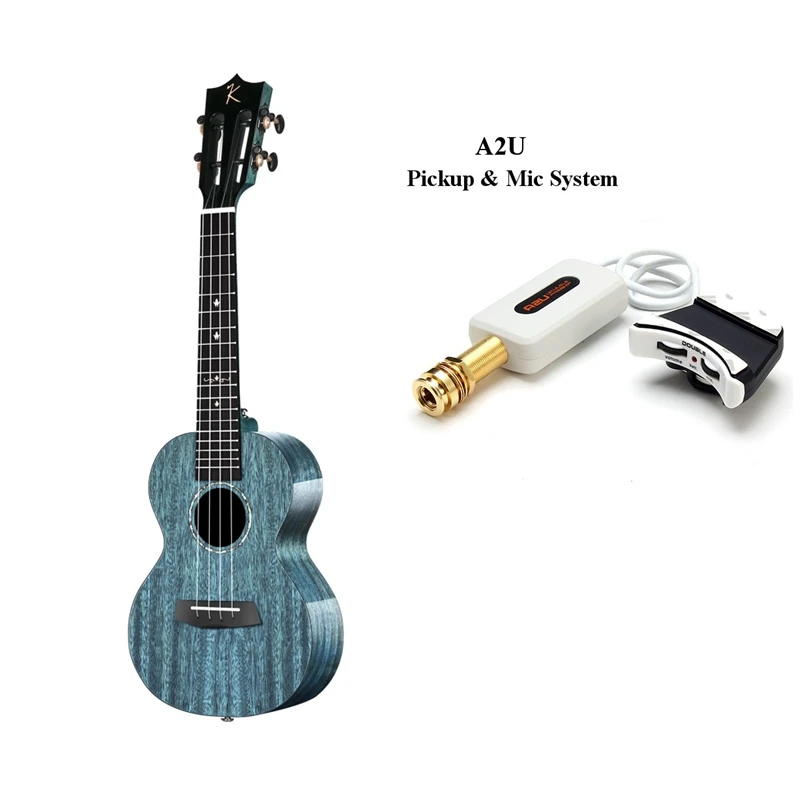 Double pickup-Blue Kaka Enya MAD ukuleles твердое красное дерево черный цвет с сумкой Гавайи 4 струны Акустическая гитара Музыкальные инструменты - Цвет: Double pickup-Blue