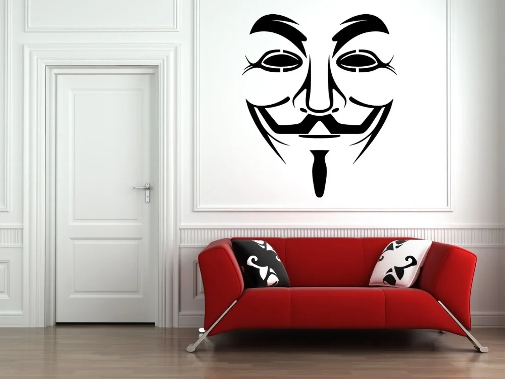 Виниловая наклейка на стену наклейки для комнаты маска лица инкогнито кинотеатр