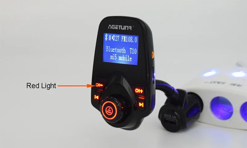 AGETUNR T10 Bluetooth автомобильный комплект громкой связи FM передатчик AUX автомобильный MP3 музыкальный плеер 5V 2.1A USB Зарядное устройство