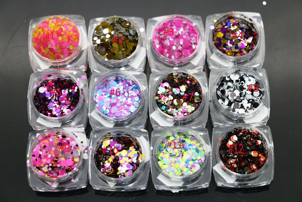 

36 Color Nail Sequin Nail Art Flake Nail Glitter Paillette Mixed Round Thin Shining, 3D Nail Art Stickers for Nail Decoration