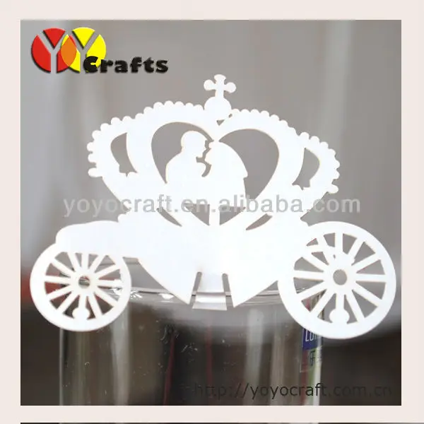

free logo hot sell customizable Carriage laser cut wedding place card