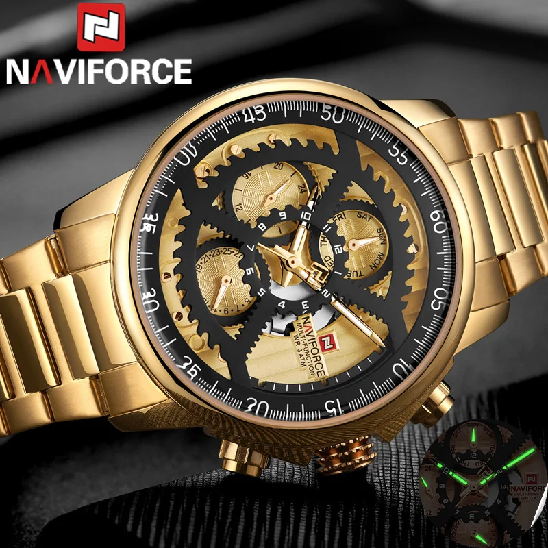 NAVIFORCE мужские часы с датой недели спортивные лучший бренд Роскошные военные