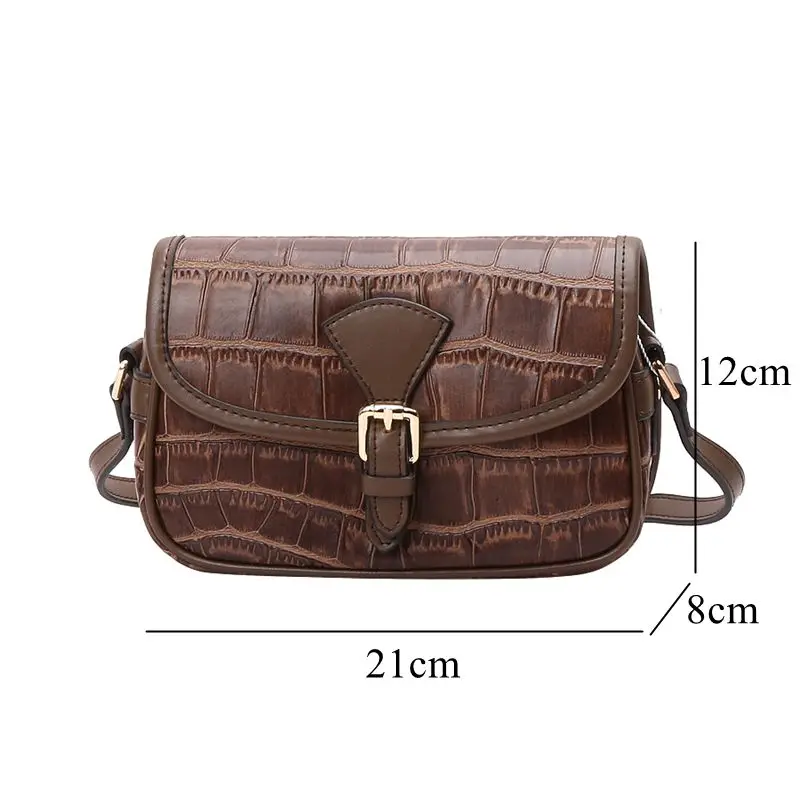 

WOONAM Women Fashion Bag Genuine Calf Leather in Alligator Pattern Small Flap Satchel Shoulder Cross-body Handbag WB738