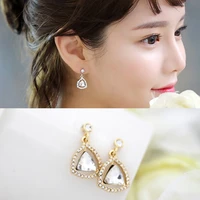 center big triangle rhinestone crystal around hollow drop earrings piercing dangle earrings jewelry for women
