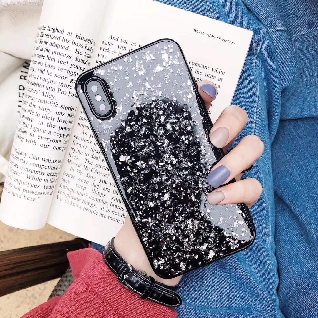 Черный мягкий чехол для iphone X, XR, XS, MAX, 10, 11 Pro, MAX, 7, 8, 6, 6s Plus, силиконовый чехол из золотой фольги и ТПУ, защита от падения