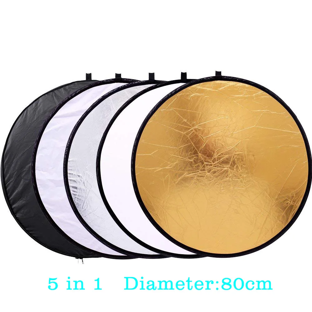 

Camllite 80CM 31" 5 in 1 Reflector Round Flash Photo Studio collapsible Light Round Photography Outdoor Studio Reflector