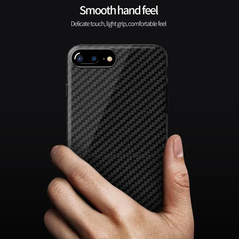 Чехол для телефона TOTU из углеродного волокна iPhone 8 7 Plus Роскошный чехол задней