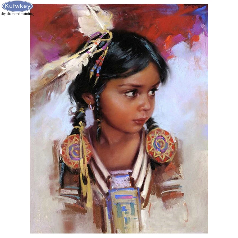 

3d picture of rhinestones diamond embroidery Indian little girl 5d diy diamond painting square round,mosaic,diamond,cross-stitch