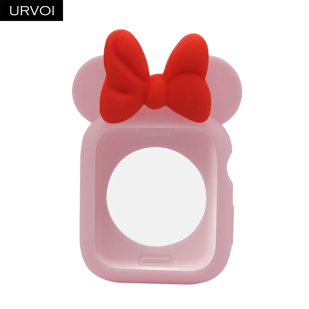 Pink Red URVOI ТПУ чехол для apple watch полный мультяшный чехол серии 5 4 3 2 ремешок силиконовый бампер для iWatch чехол для Минни Маус - Цвет: Pink Red