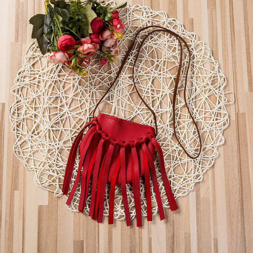 2019 New Kids Baby Children Girls Mini Shoulder Bags Leather Solid Tassels Crossbody Purse Gifts | Детская одежда и обувь