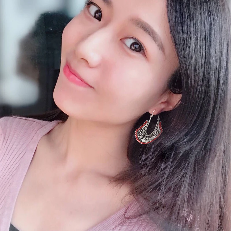 EXYNLON 2019 NEW Openwork earrings Fashion woman's and girl's jewelry color Metal Material Geometric shape trend | Украшения и