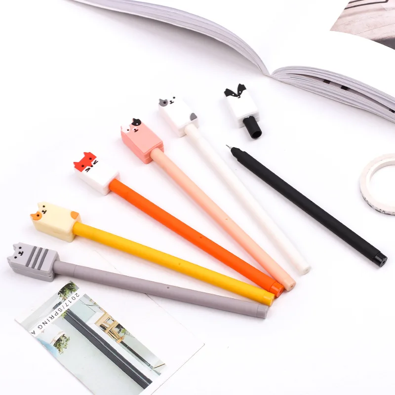 Мультипликационная гелевая ручка с милыми животными ручки для лисы собаки кота 0