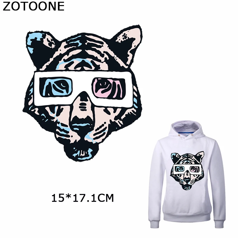 ZOTOONE Тигр с очками патч для одежды футболка Железный На теплопередачи украшения