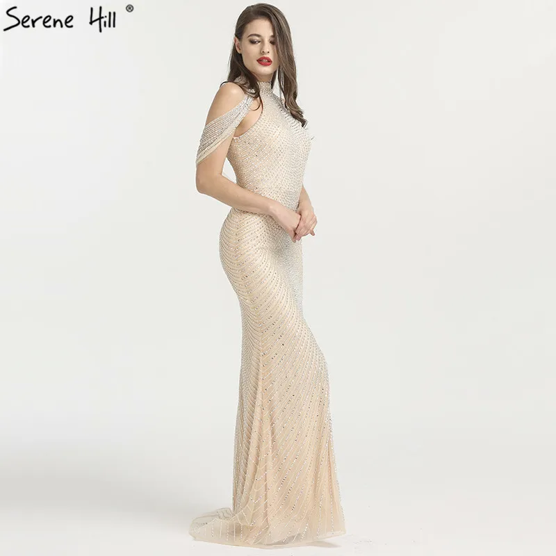 Sexy Long Arabic Turkish Champagne Beaded Sequin Mermaid Formal Evening Party Prom Gown Dress New Abiye Gowns 2020 BLA6557 | Свадьбы и