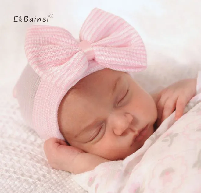 

E&Bainel Newborn Spring Baby Hat Big Bow Baby Beanie Infant Girls Cotton Knit Beanie Toddler Newborn Photography Props