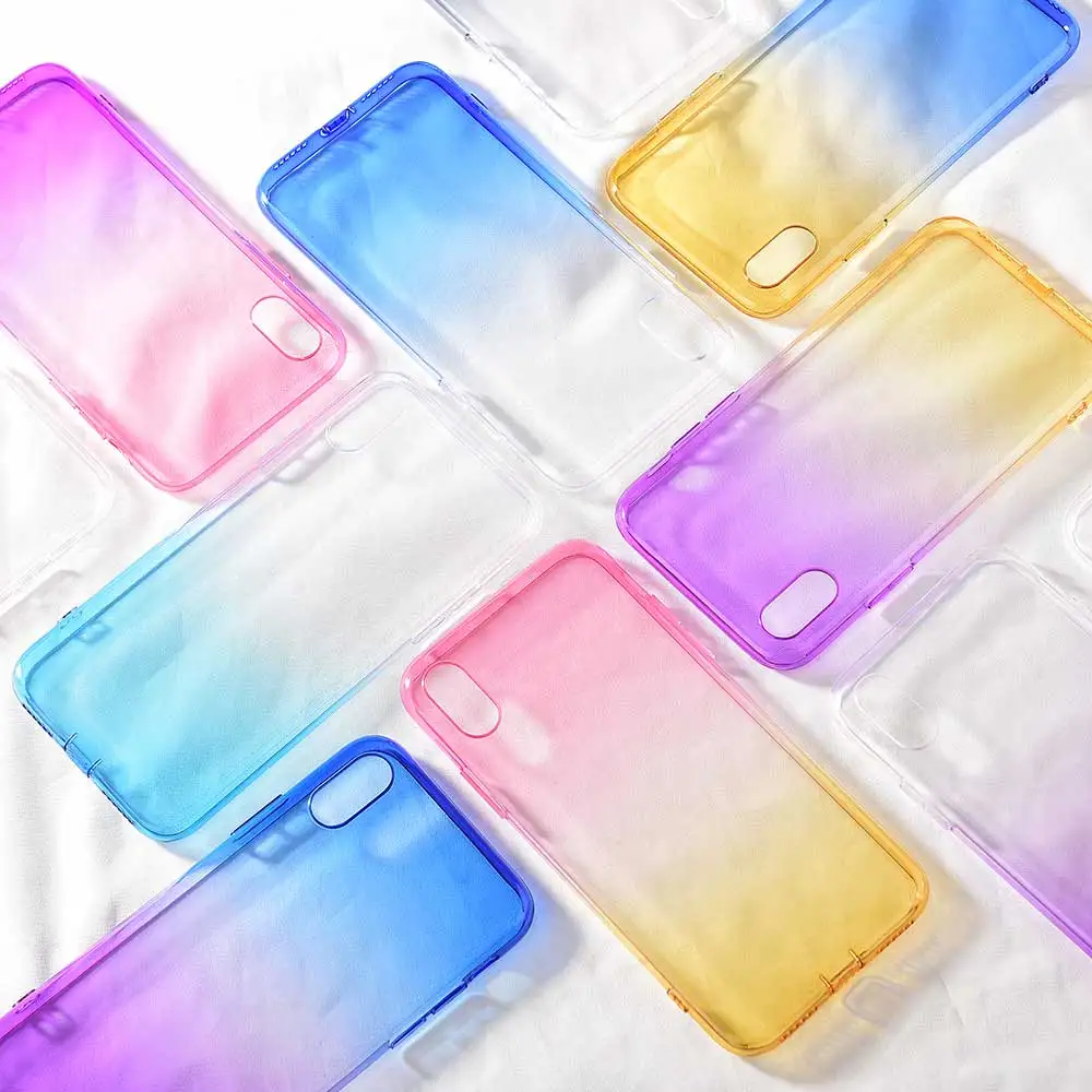 Boucho Cases For iPhone XS MAX XR X Xs Transparent Gradient Phone Case 8 plus 7plus 7 6 6s Plus Soft Silicone Cover |