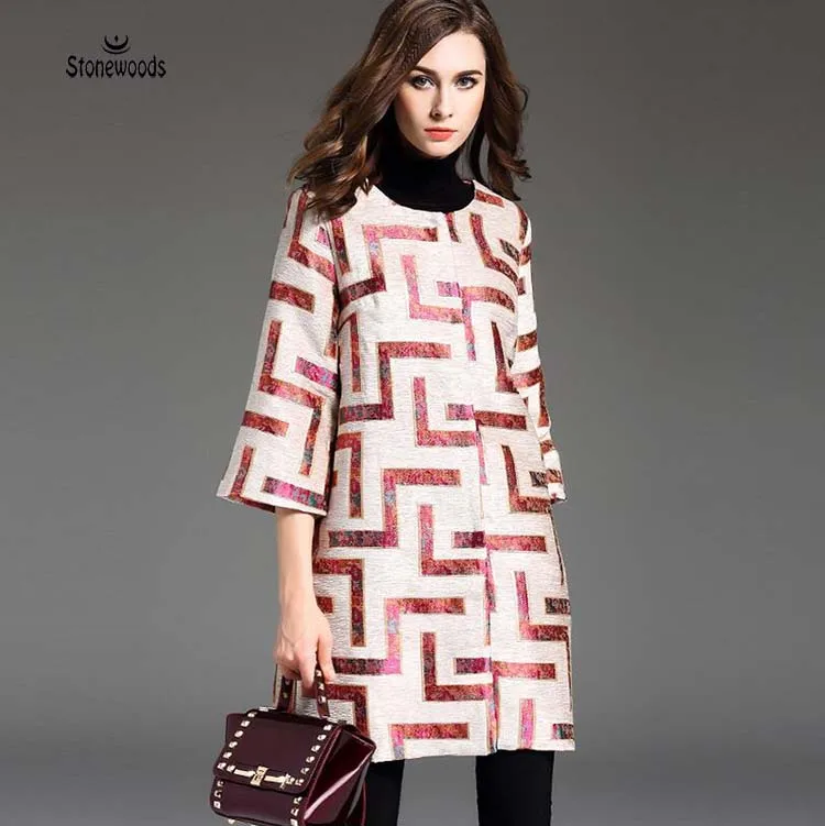 2017 Для женщин весеннее пальто британский стиль элегантный плед Топпер Bohemia