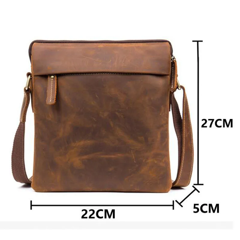 EUMOAN Vintage handmade crazy horse leather shoulder bag casual leather men's first layer of leather Messenger bag