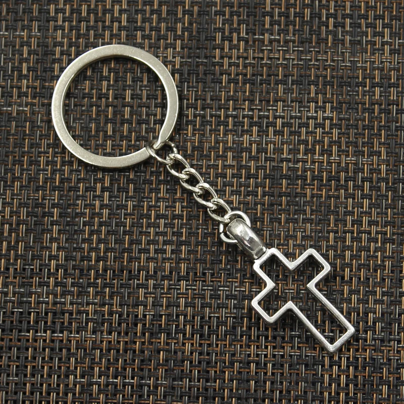 

Fashion 30mm Key Ring Metal Key Chain Keychain Jewelry Antique Silver Color Plated Cross 38x20mm Pendant