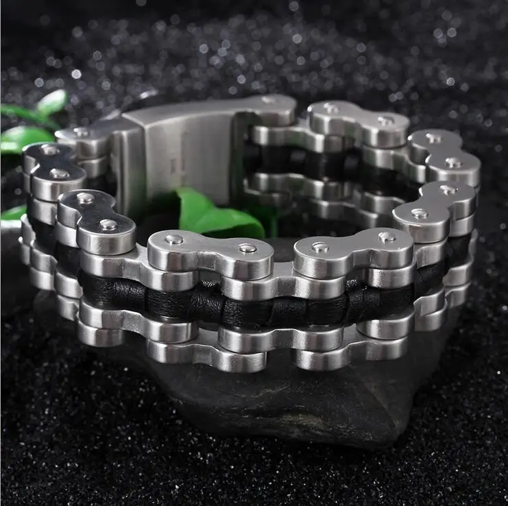 Тяжелый вес 22 мм широкий в стиле панк мужские Байкер Мотоцикл Серебряный браслет