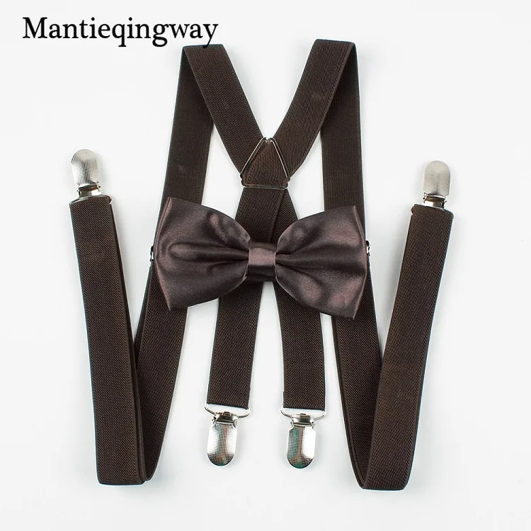 Mantieqingway классический сплошной цвет подтяжки галстук бабочка набор конфетных цветов полиэстер Свадебный галстук-бабочка подтяжки для женщин и мужчин эластичный бандаж